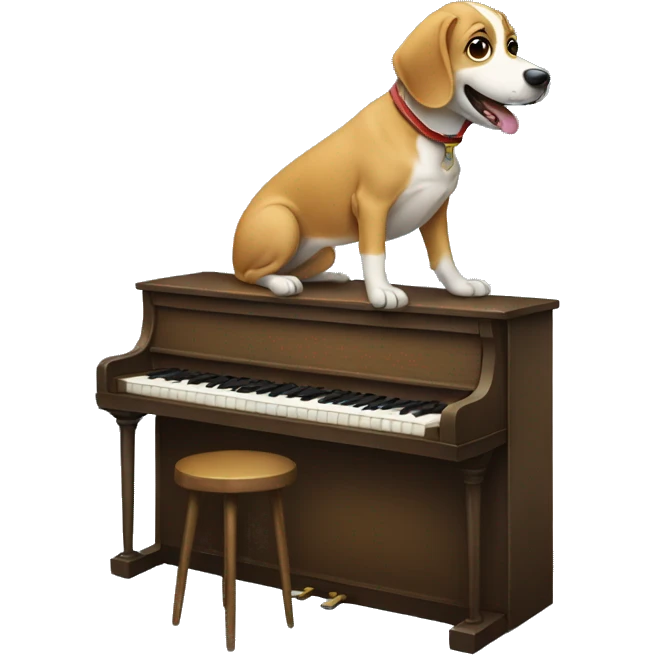 a dog playing piano emoji