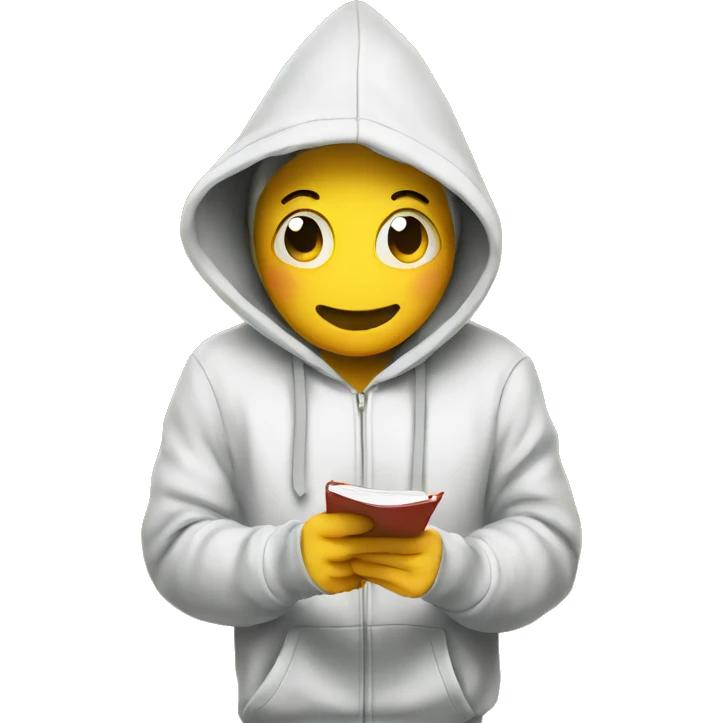 funny emoji in a hoodie holding a list emoji