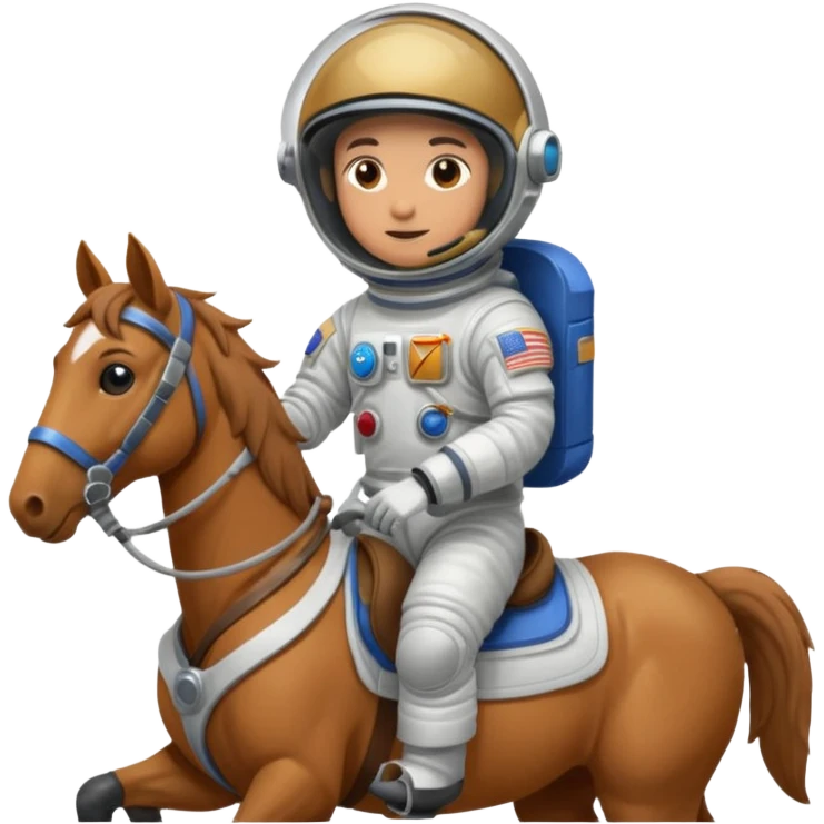 An Astronaught riding a horse and the horse has a space helmet on emoji