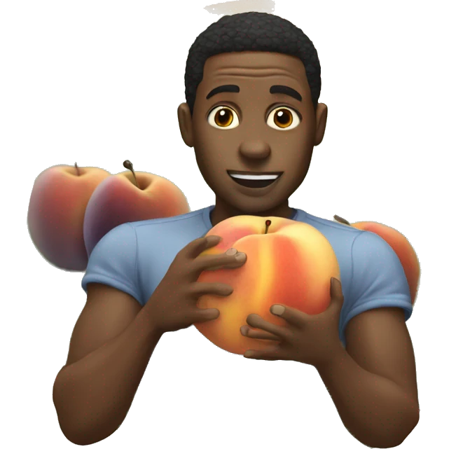 Black guy eating big peach emoji
