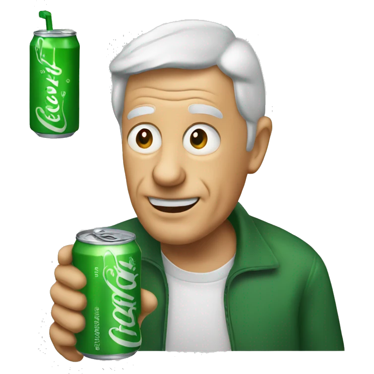 Older Guy drinking green canned soda  emoji
