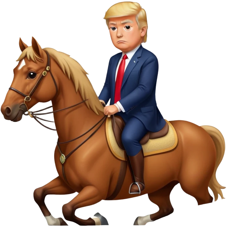 Trump is riding a horse. emoji