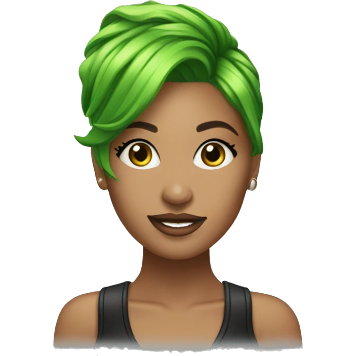 miss monique mimo green hair female dj emoji