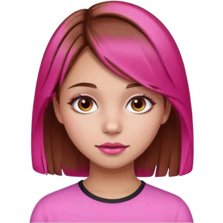 girl with brown hair and hot pink highlights emoji