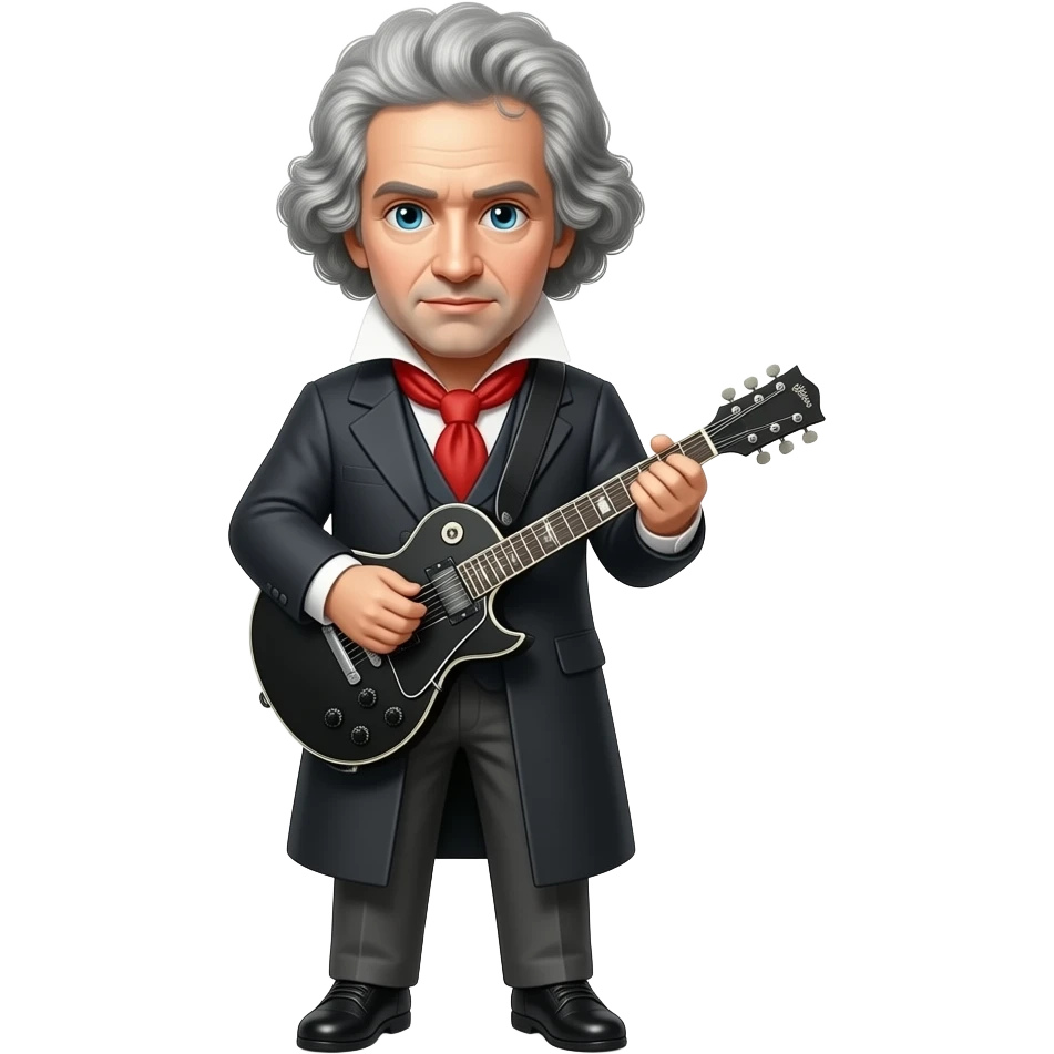 Ludwig Beethoven with black metal electric guitar full body emoji