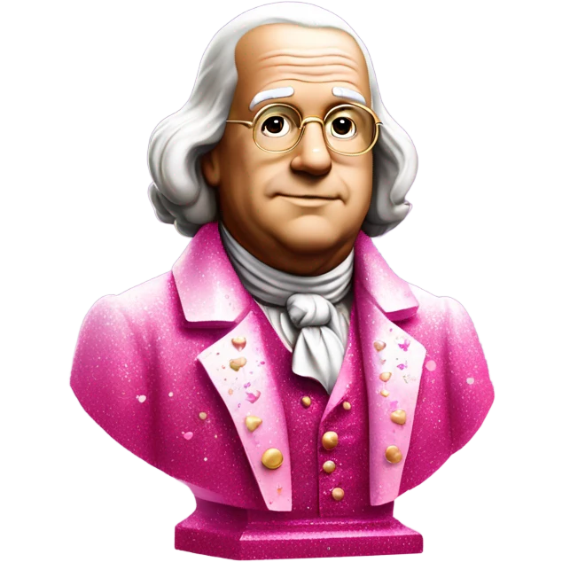 Pink ombre Benjamin Franklin Statue With Glitter and hearts  emoji