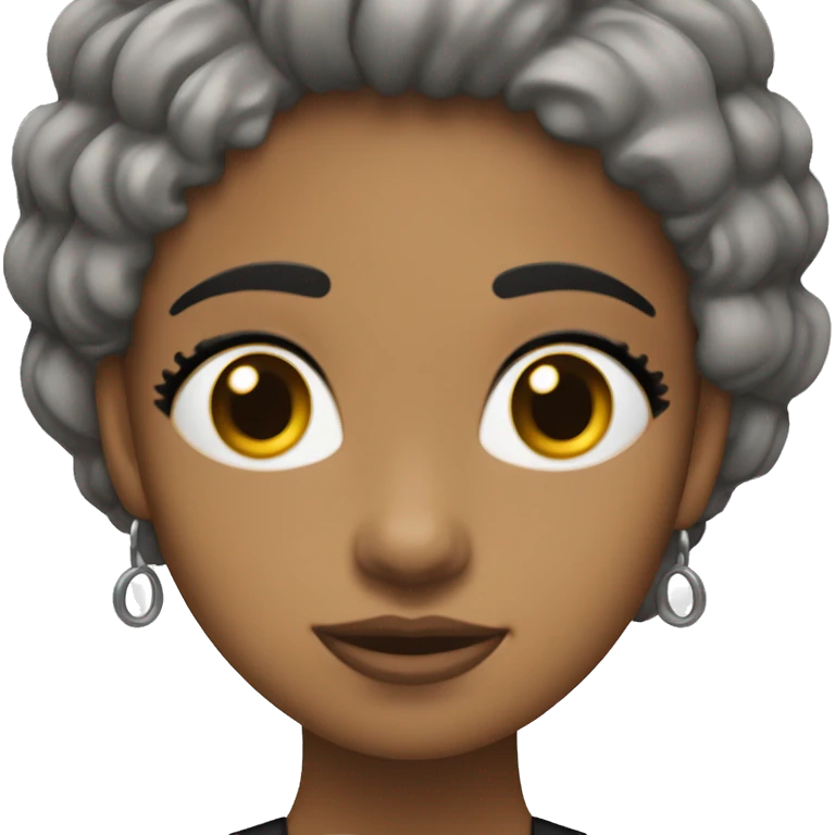 Chica con pelo negro, morena, ojos negros, pelo algo corto y liso  emoji