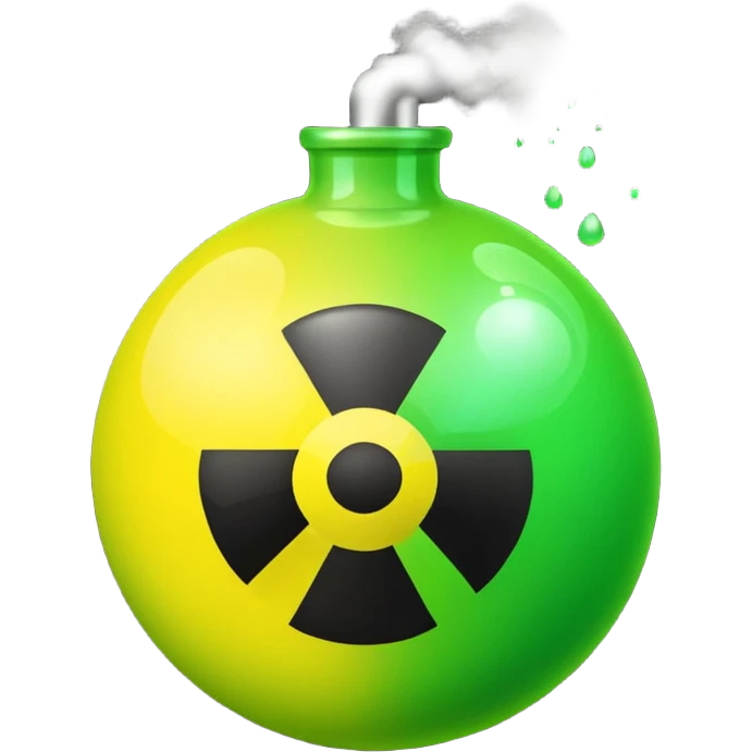 create a poison bomb which is radioactive in color, make the poison inside spoiling out and make the bomb gradient from green to yellow, make the bomb a sphere emoji