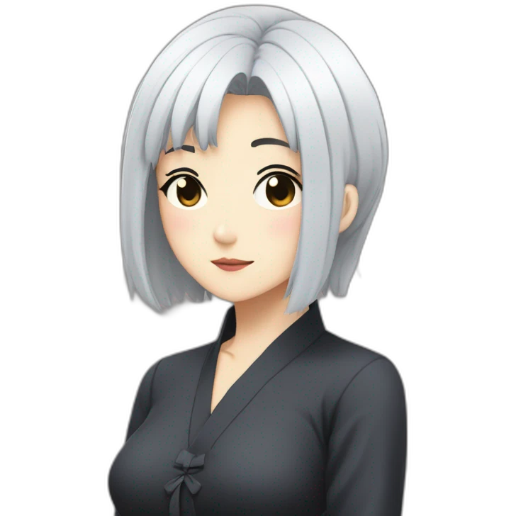 Nana Ōsaki in Anime with a gothic style, short black hair emoji