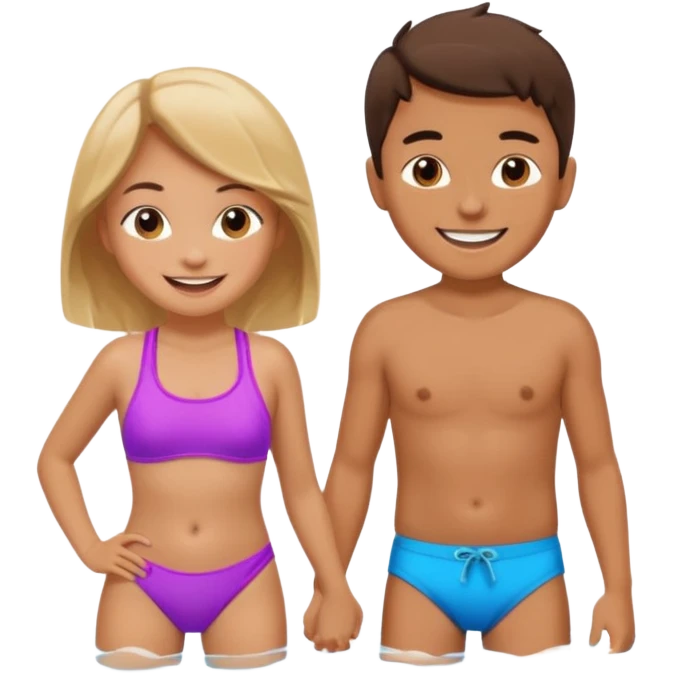 Girl and boy in swimsuit emoji