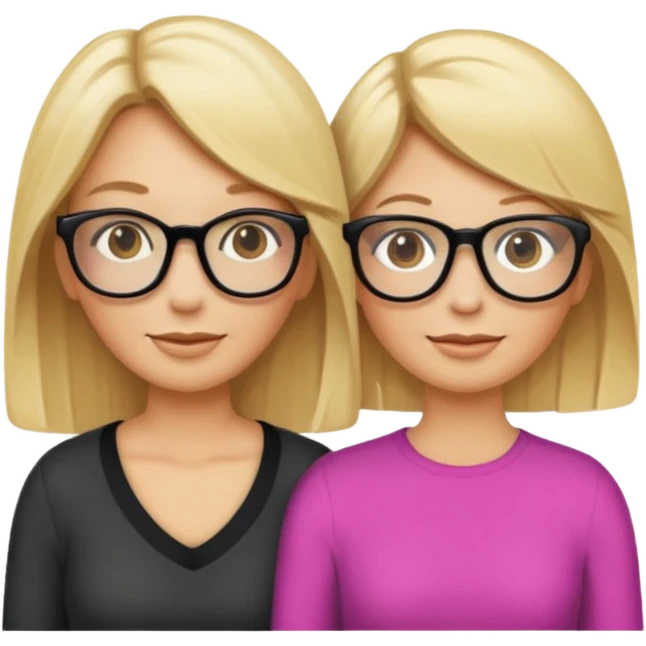 je voudrai un emoji d'une maman blonde avec des lunettes et de sa fille aux cheveux longs et blonds avec des lunettes emoji