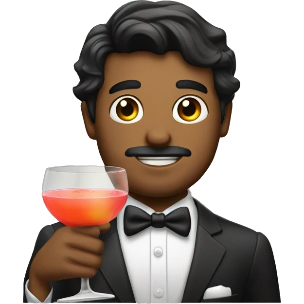 manly guy in bow tie holding cocktail glass emoji