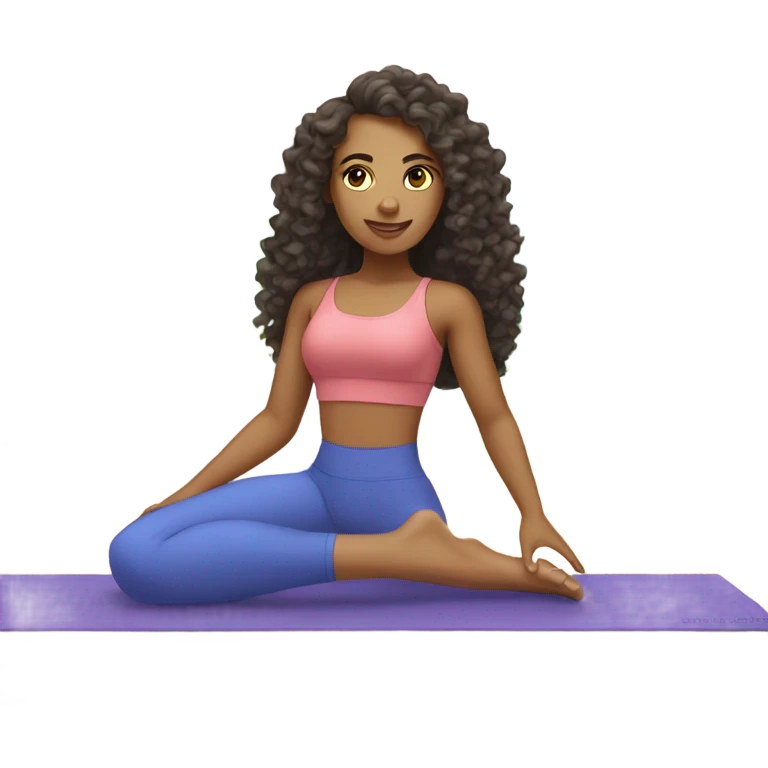 a gorgeous mixed girl with long curly hair doing pilates  emoji