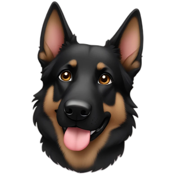 Black german shepherd with tan eyebrows and hearts emoji