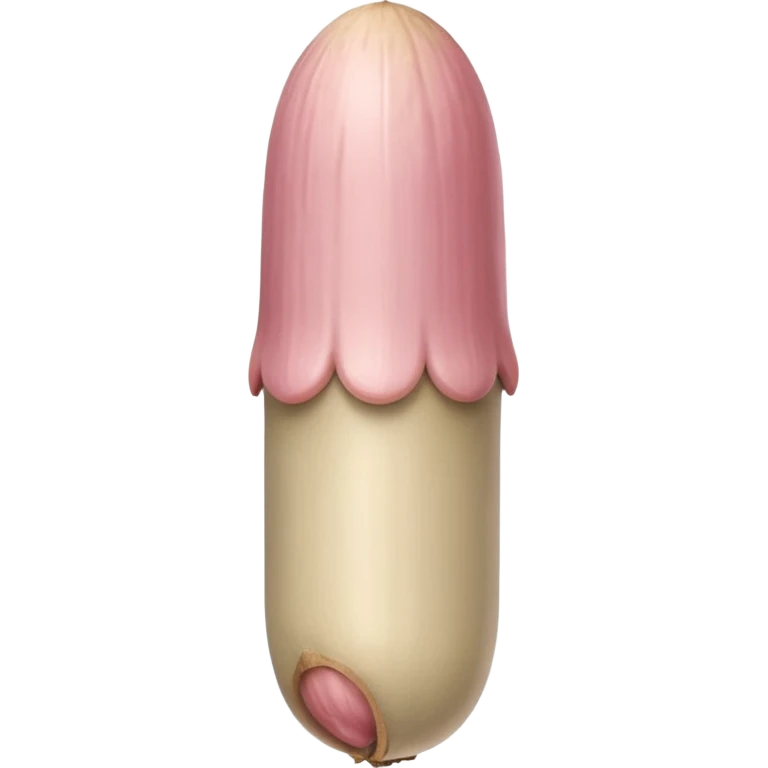 cylindrical skin tone beige-pink penis shaft, no face. at top of penis, add glans tip that is covering approximately 1/8th length of the penis, beige pink acorn-like shaped tip and corona line. at the bottom end/base of penis make it flat. add veiny detail on penis shaft emoji
