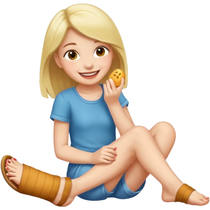 Ein Mädchen die an ihren Füßen knabbert emoji