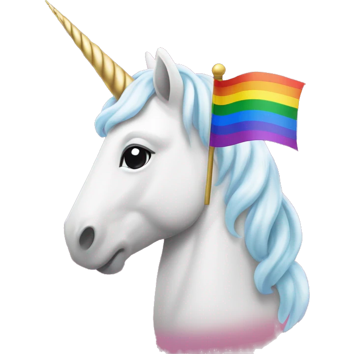 unicorn infront of pride flag emoji