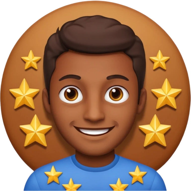 A brown skin man with star eyes emoji