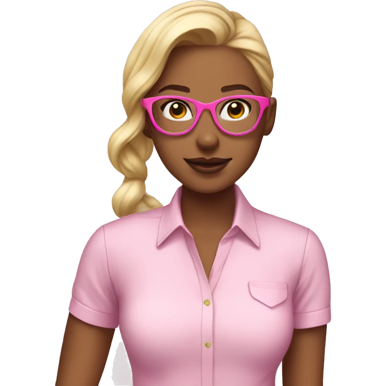 a girl wear spec pink coquette shirt  emoji