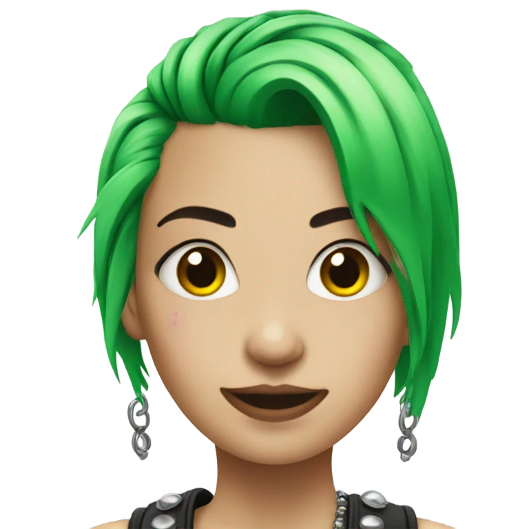 punk girl with piercings and green hair emoji
