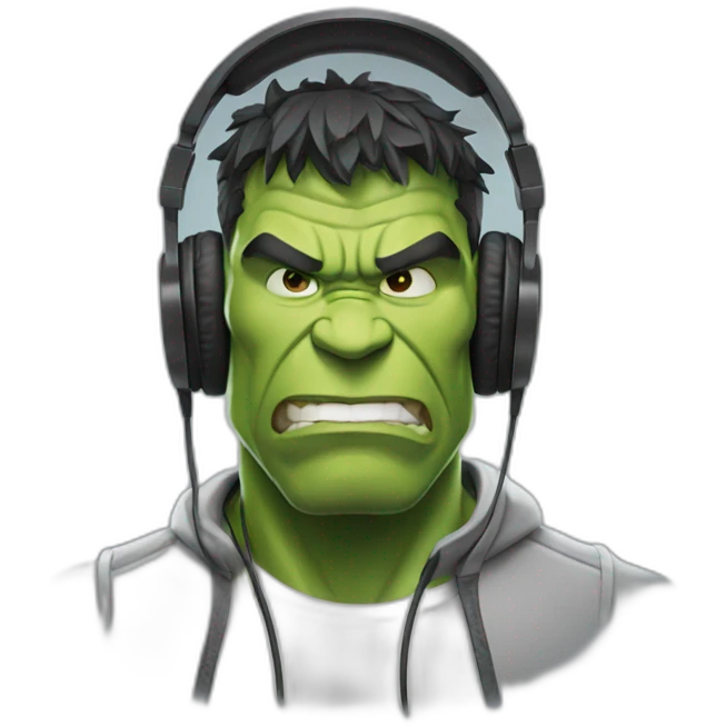 Hulk with headphones emoji