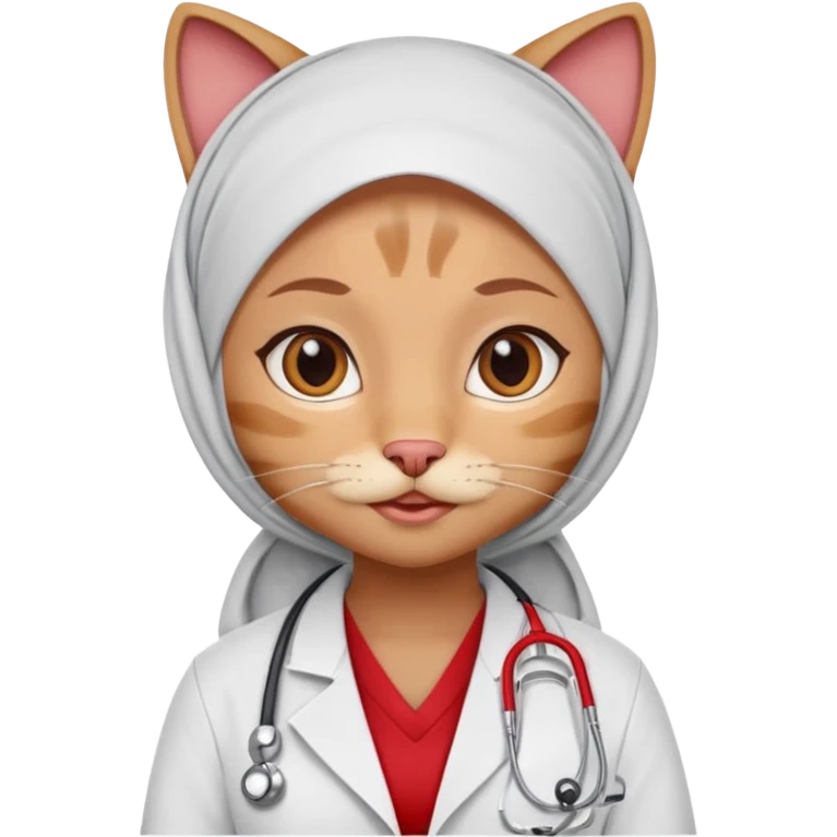 hijab cat doctor, red cat. emoji