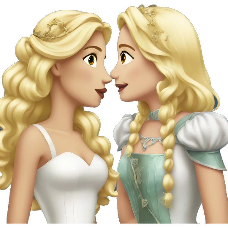 2 women princesses couple blonde kiss emoji