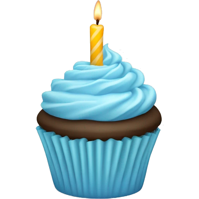 Light blue birthday cupcake candle emoji