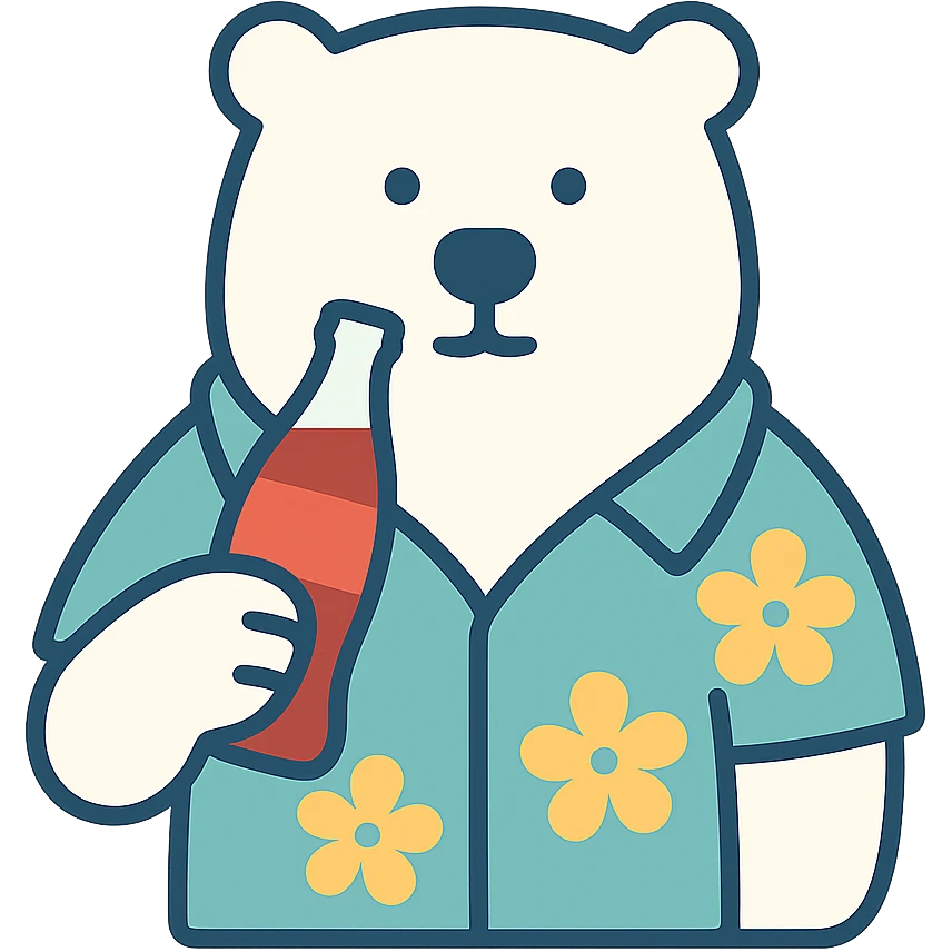 polar bear wearing a Hawaiian shirt and drinking Coca Cola emoji