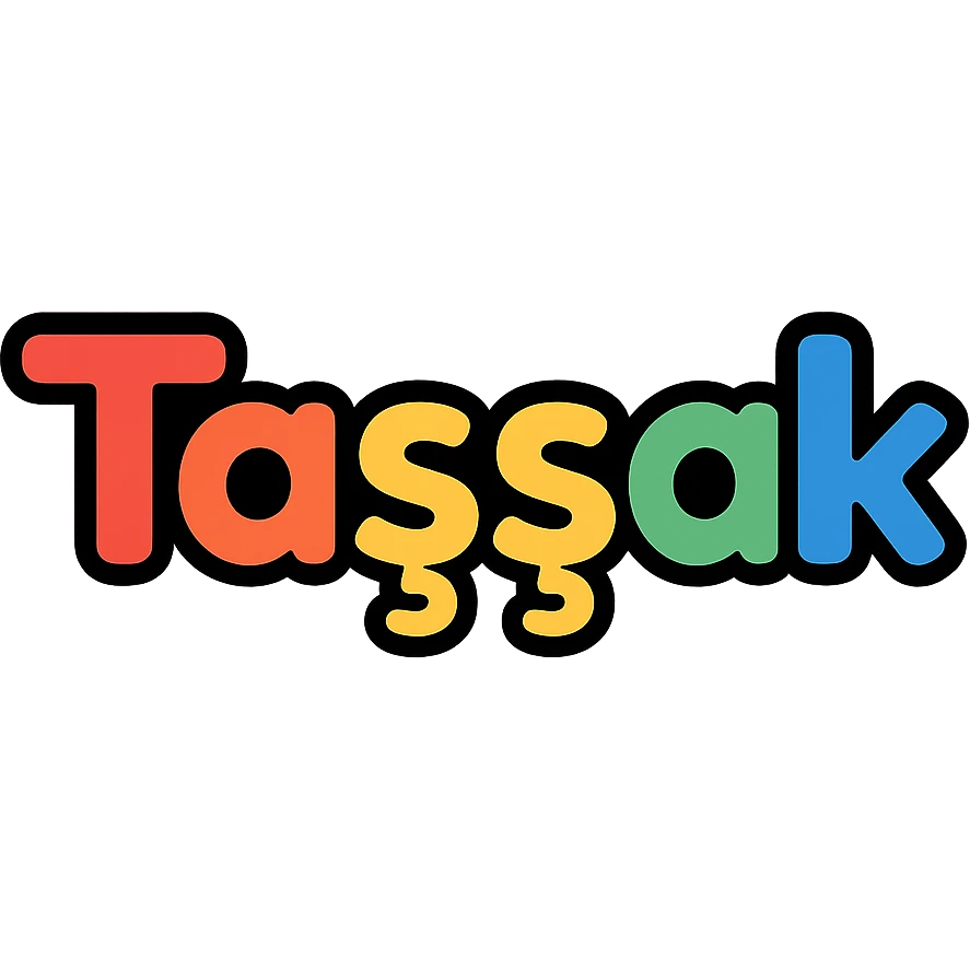 'Taşşak' word in a playful, modern colored icon style emoji