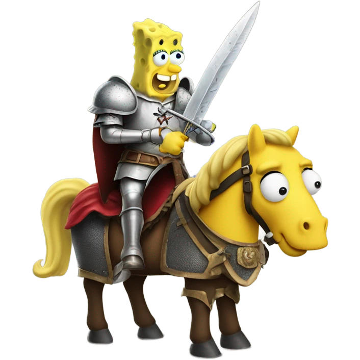 SpongeBob on a horse in battle emoji