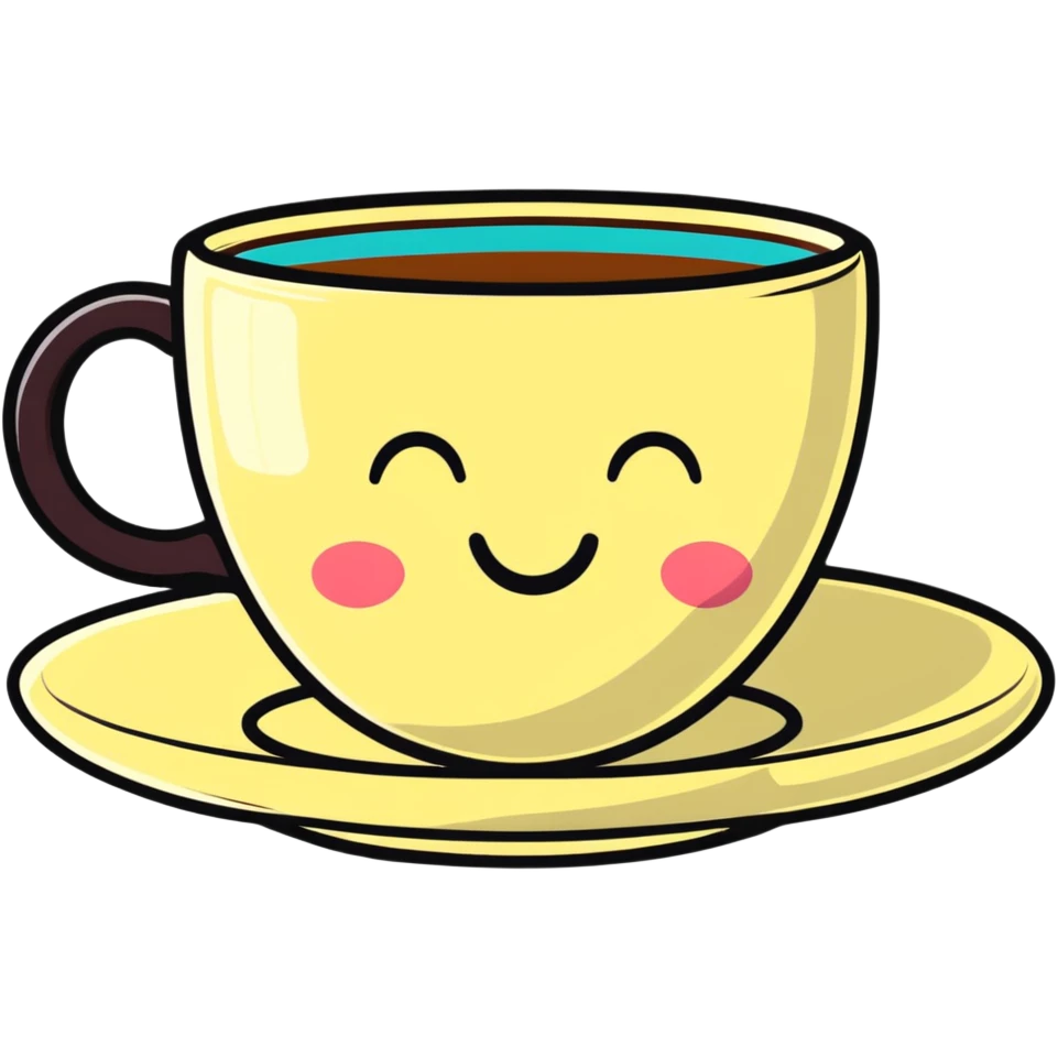 Cute tea cup with a happy face emoji