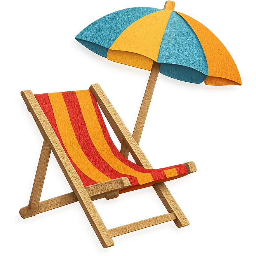 beach chair with layered paper effect in paper-craft style on a white background emoji