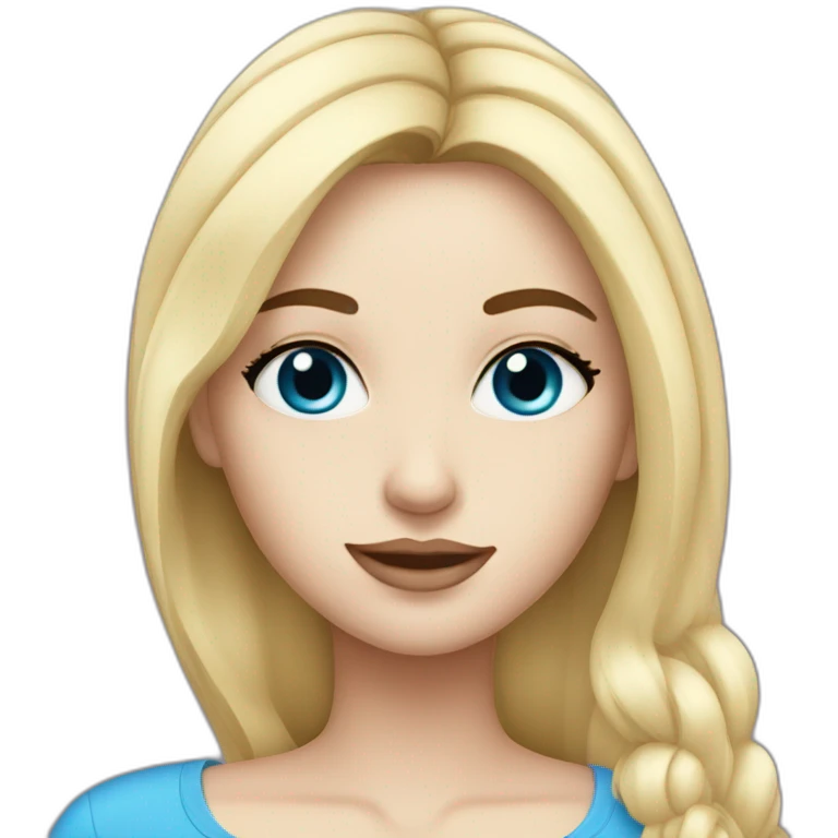 blonde girl with blue eyes and long eyelashes with dark eyebrows  emoji