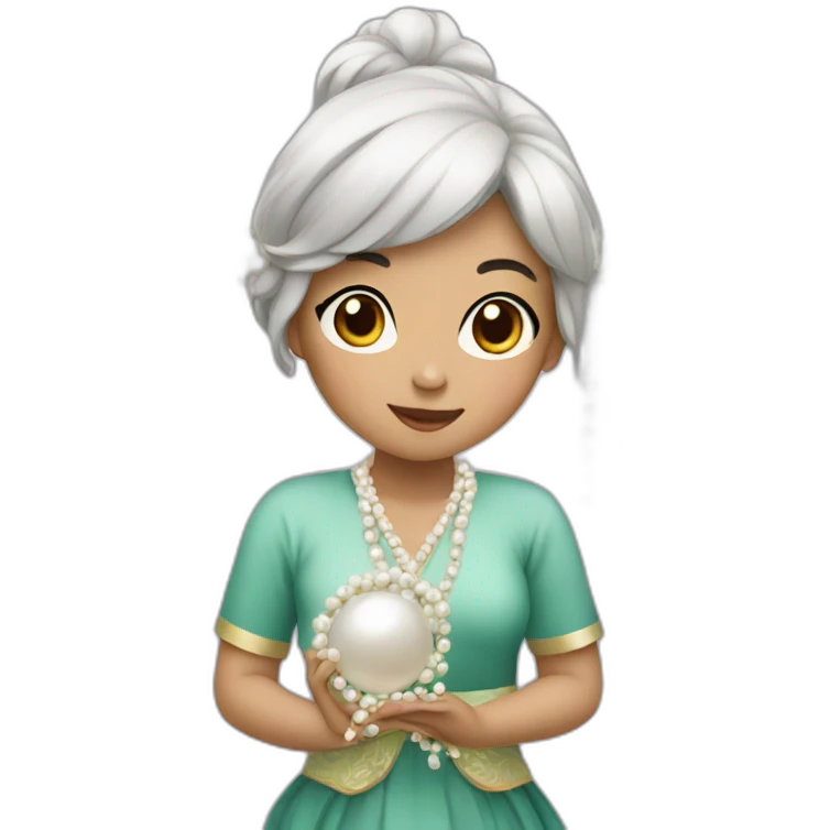 Asian girl holding pearls emoji