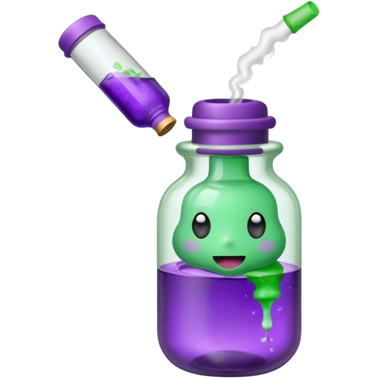 baby bottle with purple liquid and joint emoji