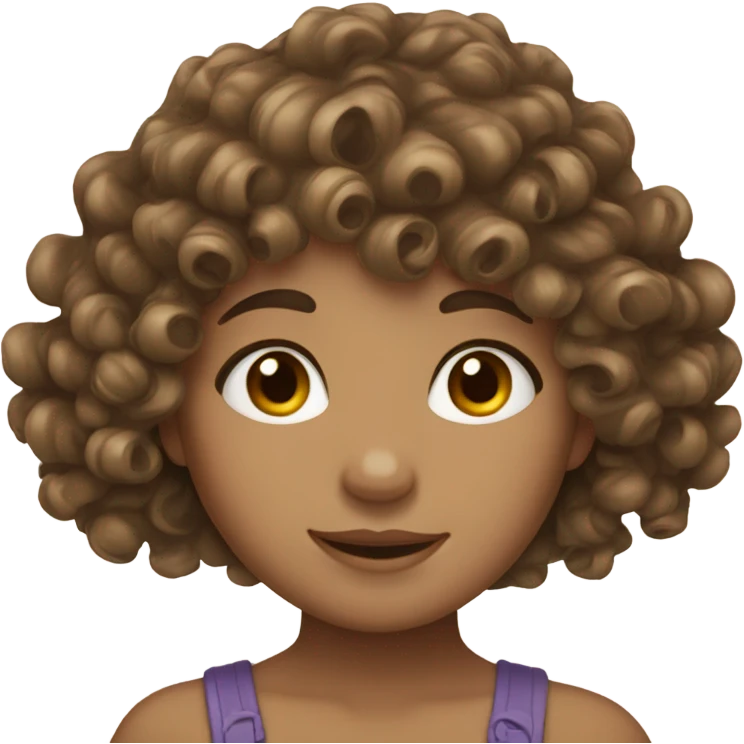 girl with curly brown hair and bangs emoji