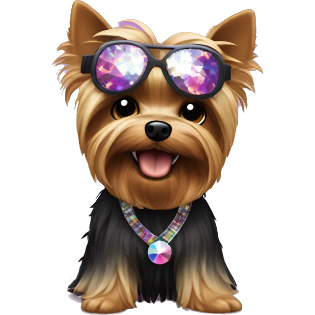 Yorkie dancing disco  emoji