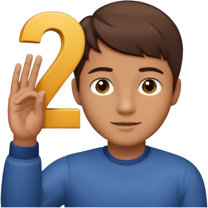 man holding 6️⃣ above the lefthand and 7️⃣ above the right hand emoji