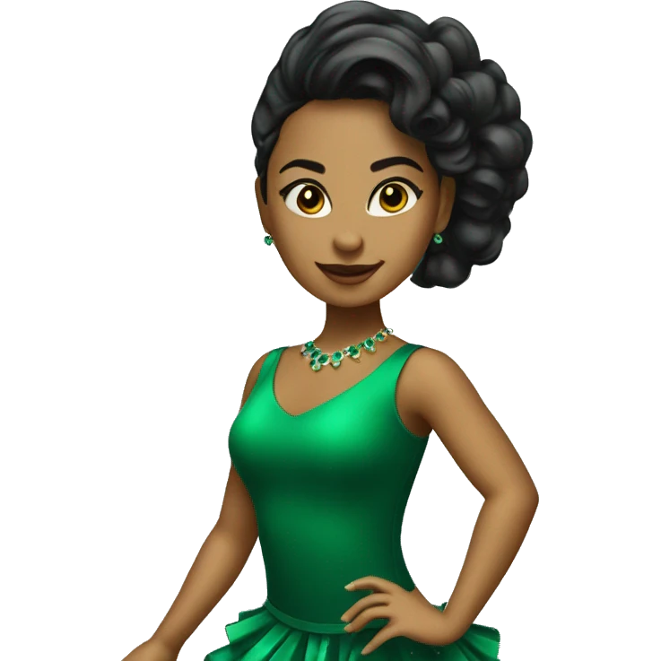 A salsa girl dancer with emerald green dress  emoji