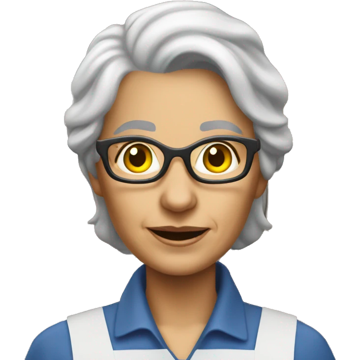 ikea warehouse worker older lady, grey hair emoji