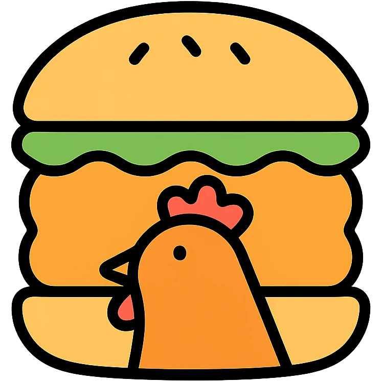 chicken burger as a simple, modern icon, clean lines, minimal color, suitable for app or website use emoji