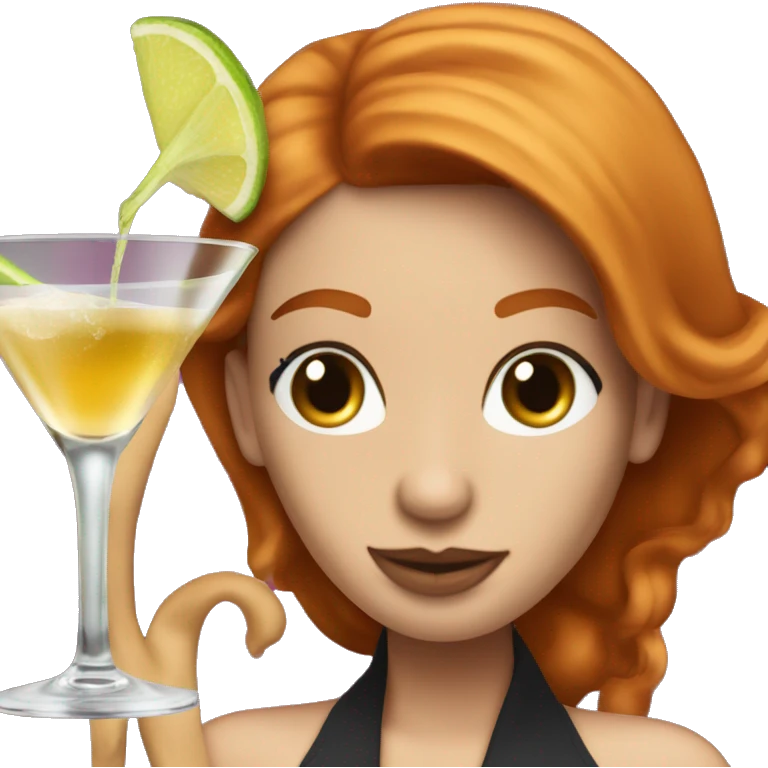 Pornstar martini but the person drinking has ginger hair and white skin  emoji