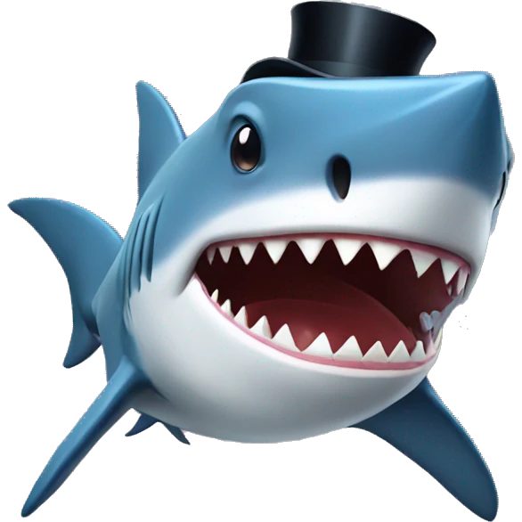 Shark with a top hat emoji