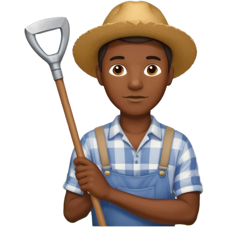 A black man with a hoe in a cotton feild emoji