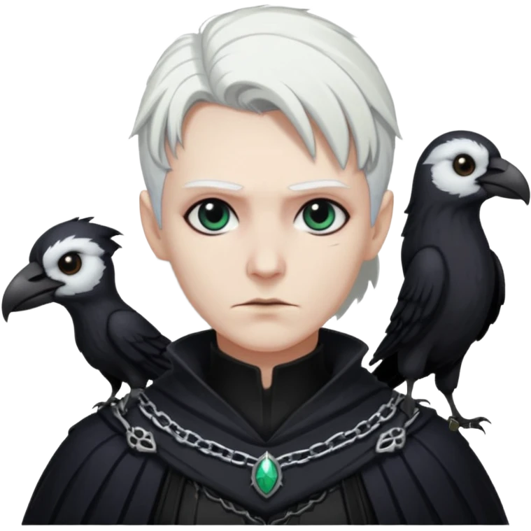 necromancer with black raven outfit wihte hair emoji