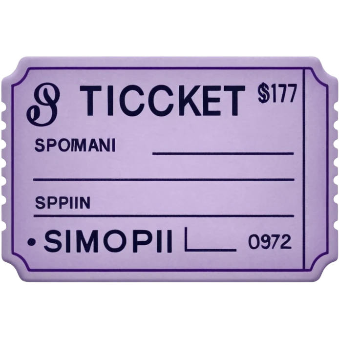 Pale Purple colored 1 Signed ticket  emoji