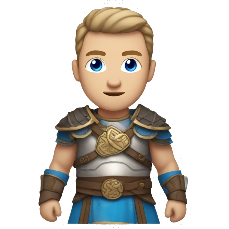 British white male with skin fade brown hair and blue eyes wearing a Mongolian warrior outfit emoji