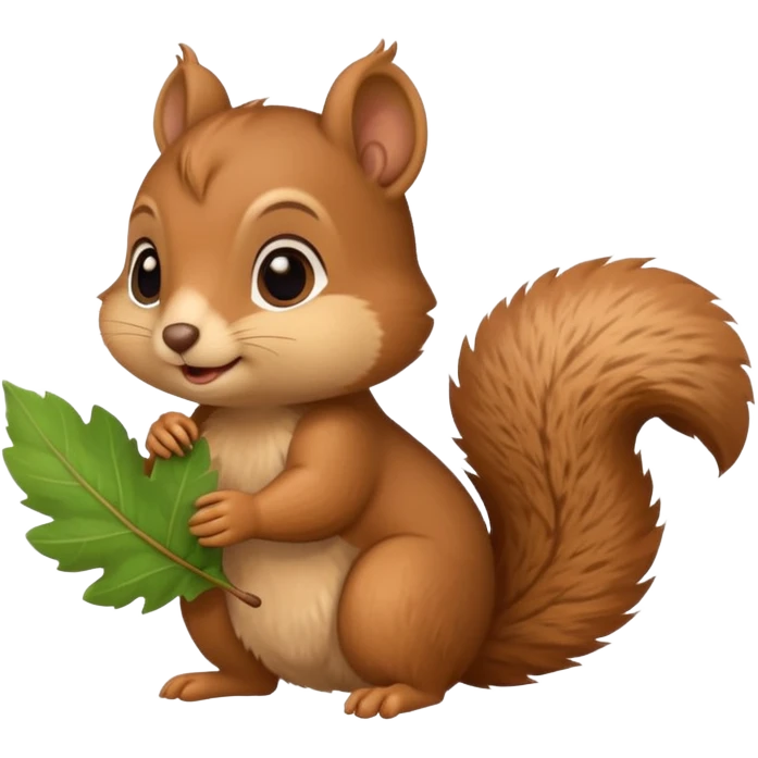 baby squirrel hold a leaf emoji