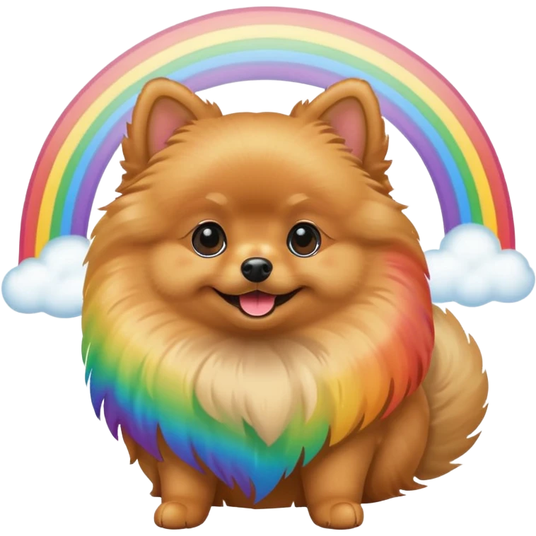  Tan Pomeranian under a rainbow emoji